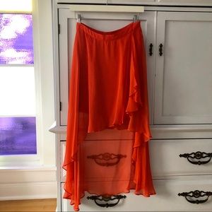 Line & Dot Chiffon High Low Skirt Small